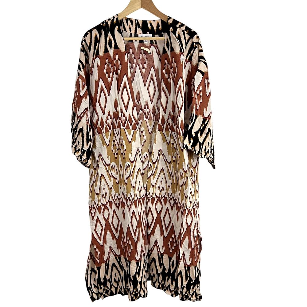 Evereve Mila Wrap Long Duster Kimono Cover Up Women Size M/L artsy boho